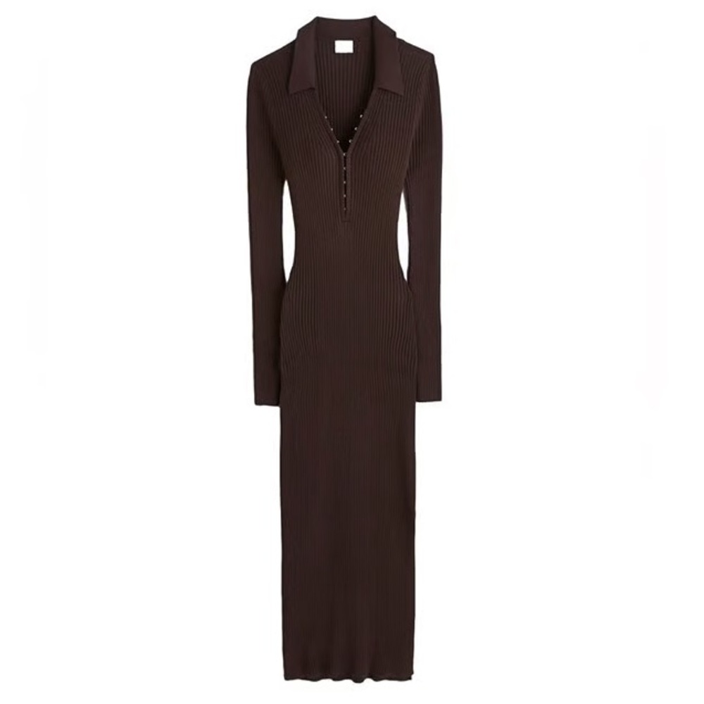 Abercrombie and fitch brown polo ribbed midi sweater dress